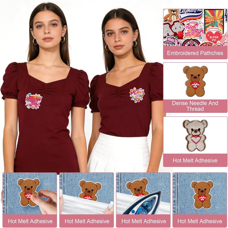 RDJOIMBX 18Pcs Alpha Phi Sorority Iron on Patches, Sisterhood Embroidered Patches for Clothing, Perfect Sorority Gifts and Appliques - Image 3